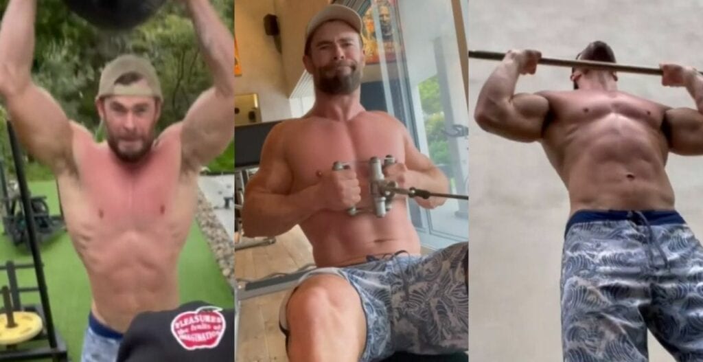 Chris Hemsworth mostra un fisico pazzesco durante l'allenamento