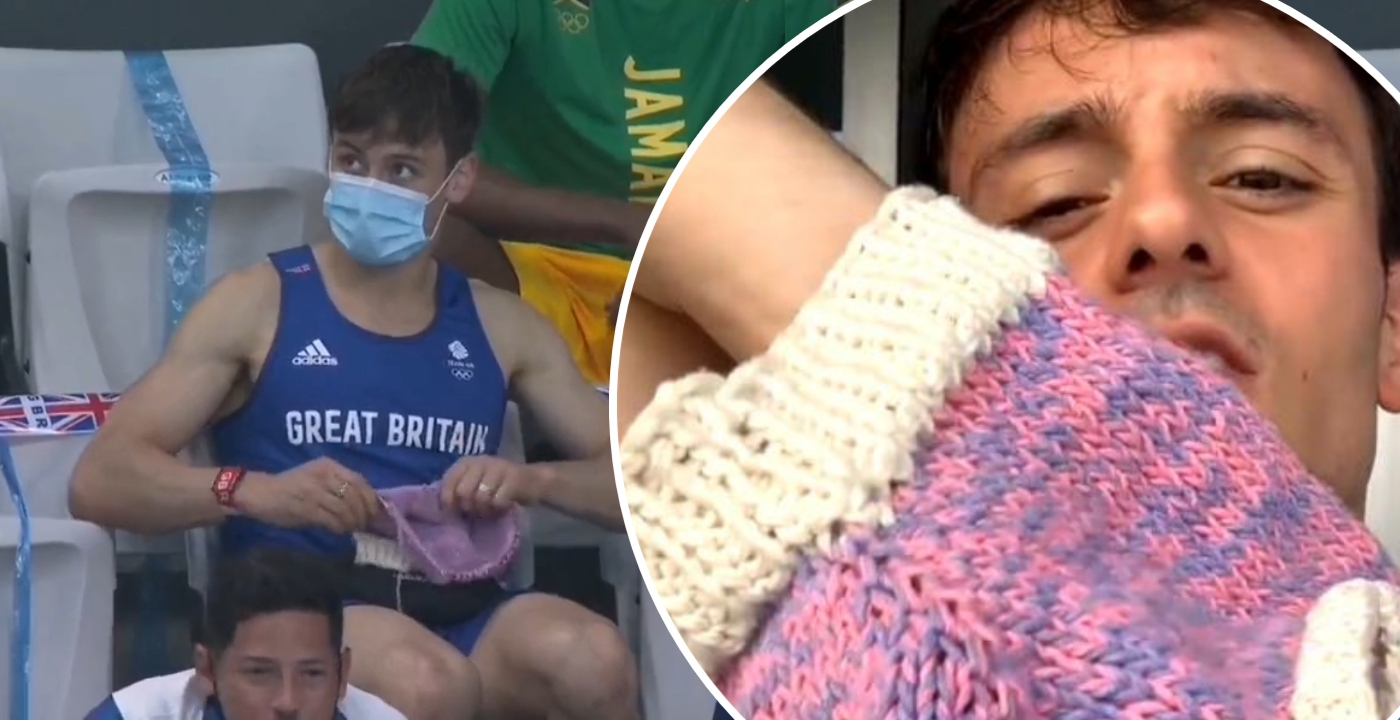 tom daley maglione cosa stava lavorando a maglia foto