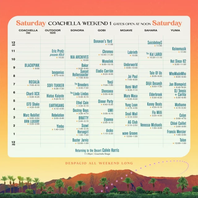 coachella 2023 scaletta artisti domenica 16 aprile