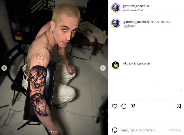 damiano maneskin tatuaggio eren l'attacco dei giganti