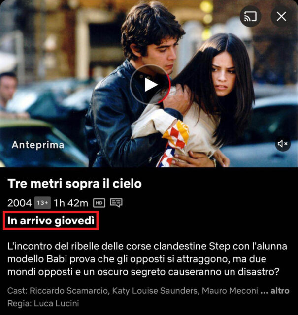 Tre Metri Sopra il Cielo su Netflix