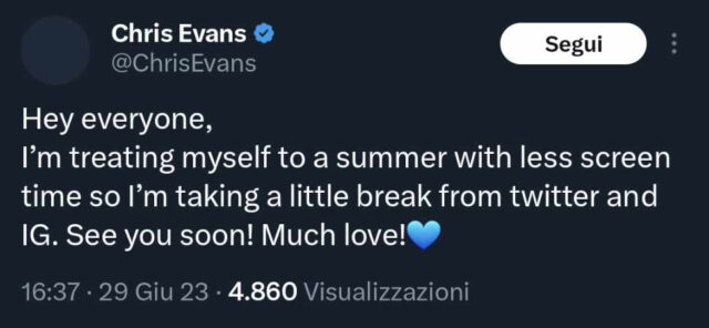 Chris Evans Twitter