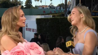 Golden Globes Brie Larson commuove incontrando Jennifer Lopez